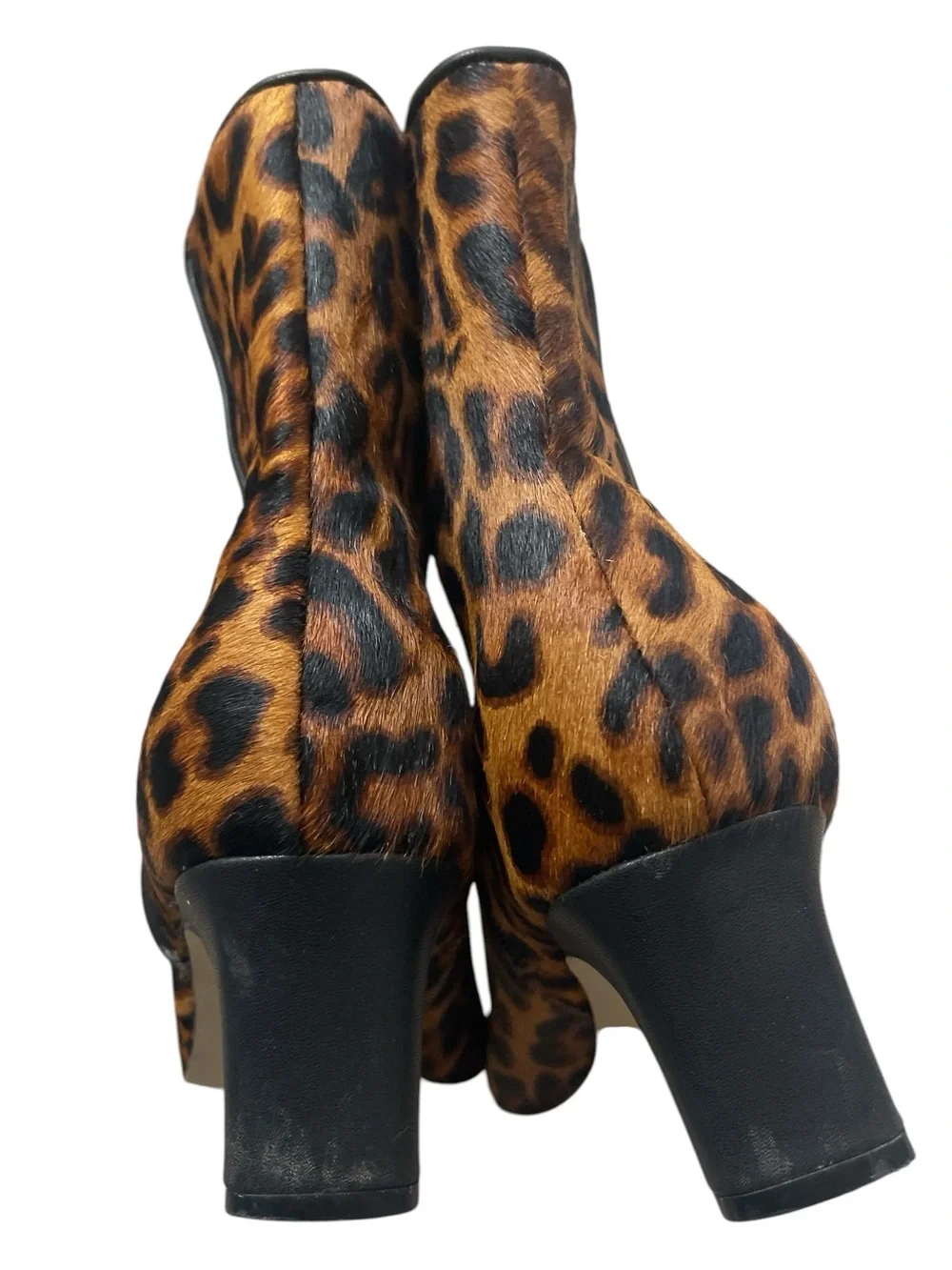Andre Assous Leopard Print Fur Pointed Toe Ankle Booties - Brown/Black